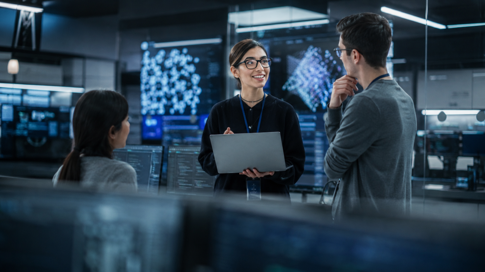 Professionals exploring future-proof jobs in healthcare, cybersecurity, data, and renewable energy