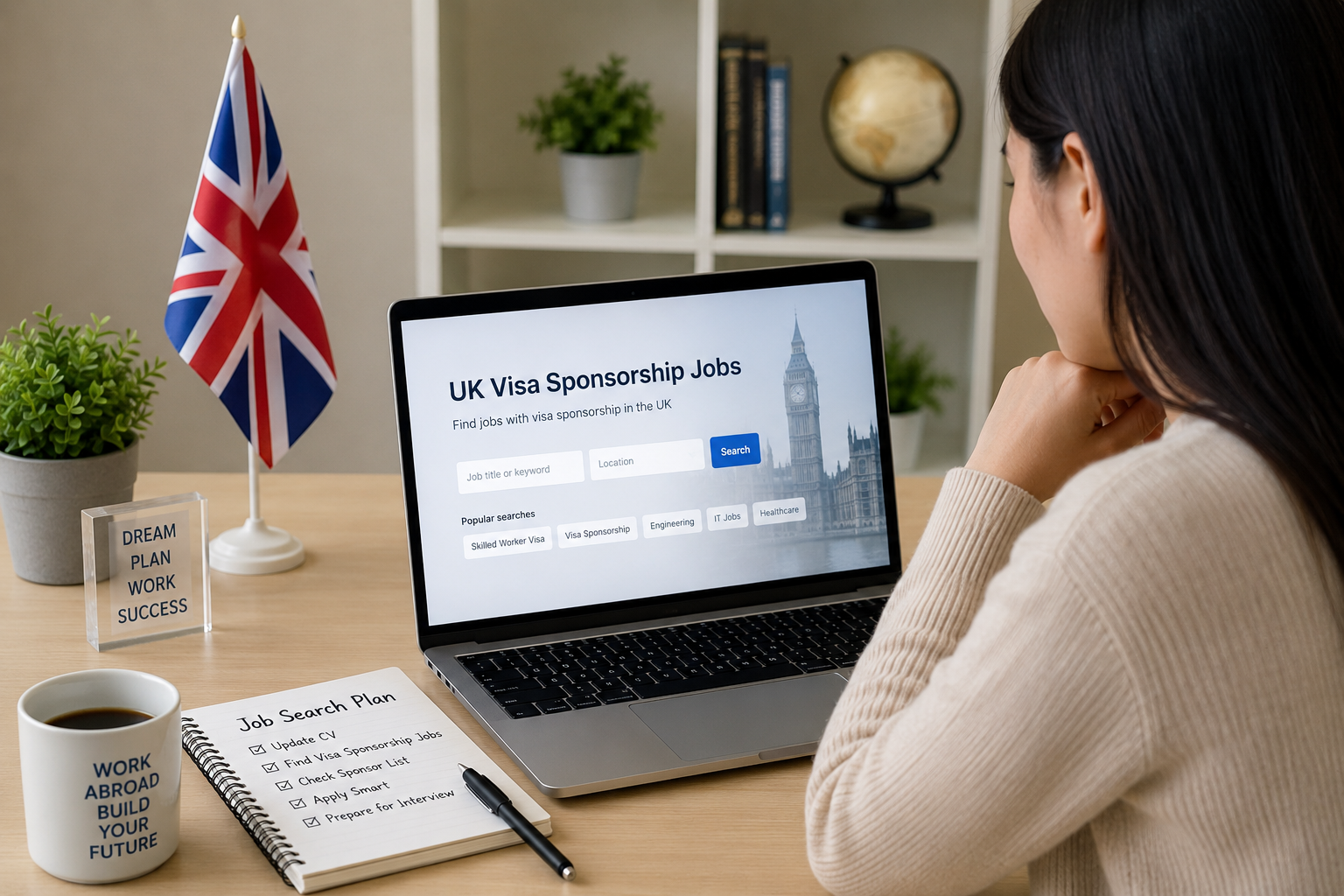 International applicant searching for UK visa sponsorship jobs